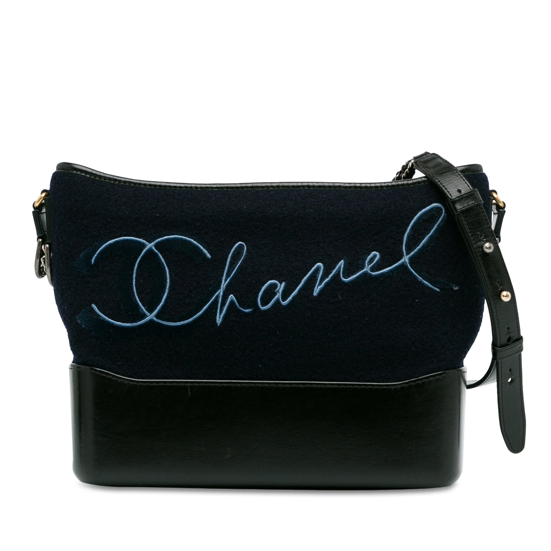 Medium Wool Paris-Hamburg Embroidered Gabrielle Crossbody Blue - Gaby Paris