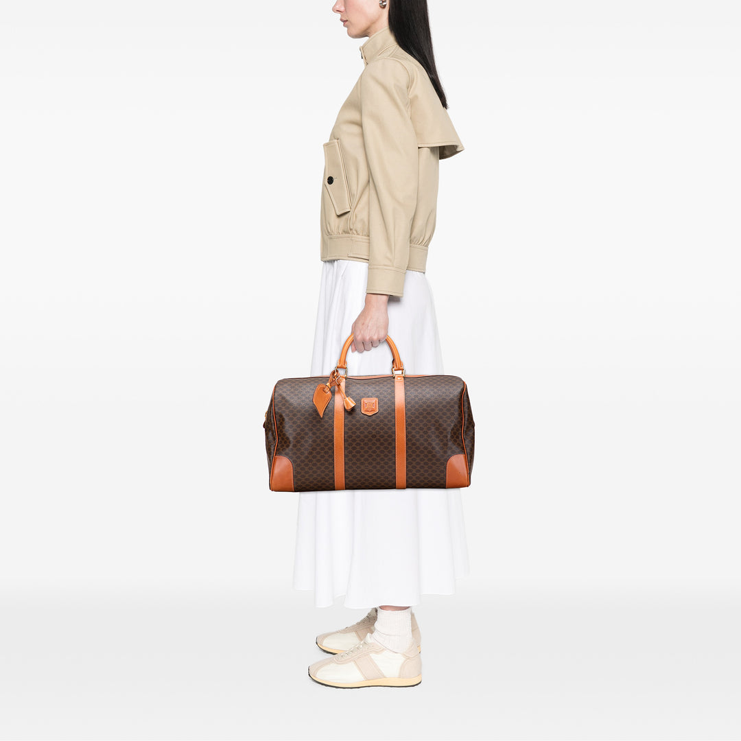 Macadam Coated Canvas Travel Bag Brown - Gaby Paris