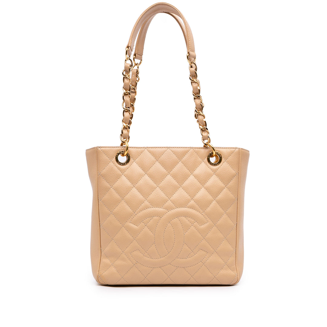 Petite Cabas Cuir caviar Beige
