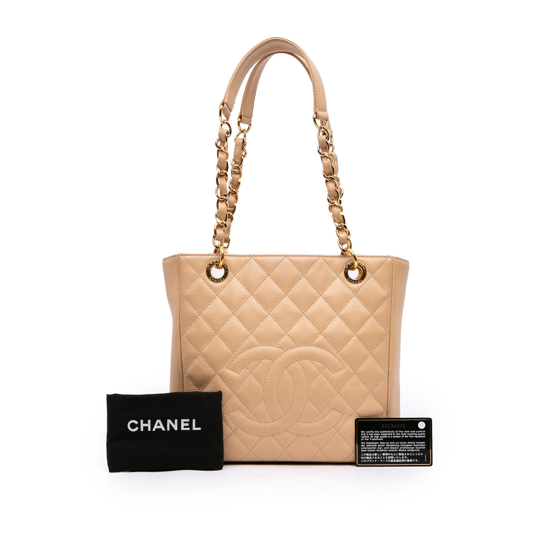 Petite Cabas Cuir caviar Beige