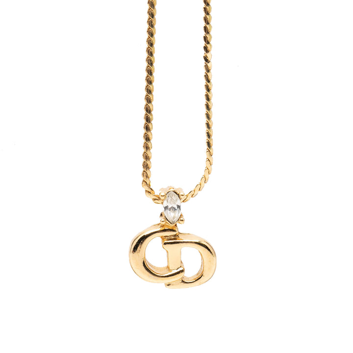 Dior plaqué Strass CD Logo Pendant Collier