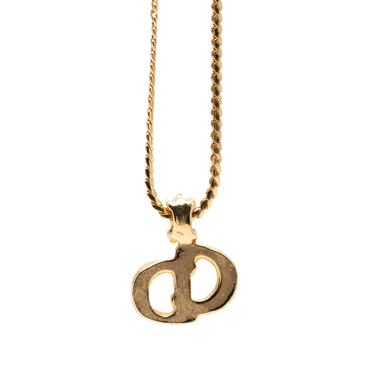 Dior plaqué Strass CD Logo Pendant Collier