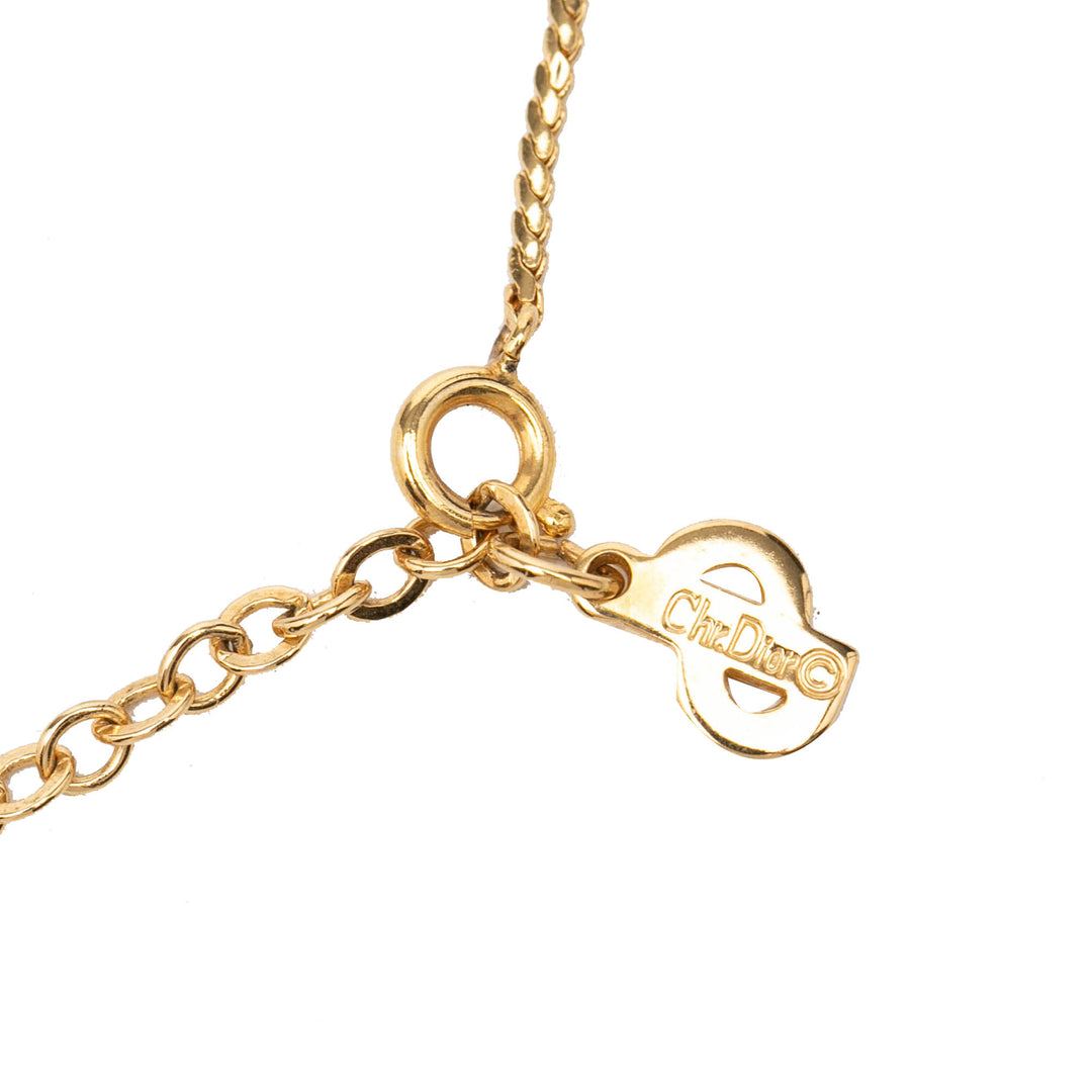 Dior plaqué Strass CD Logo Pendant Collier