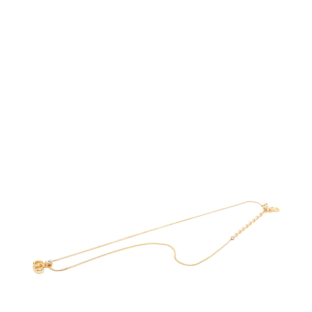 Dior plaqué Strass CD Logo Pendant Collier