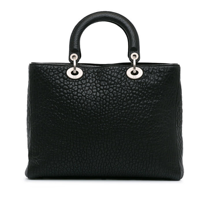 Large Canyon Grained Lambskin Lady Dior Black - Gaby Paris