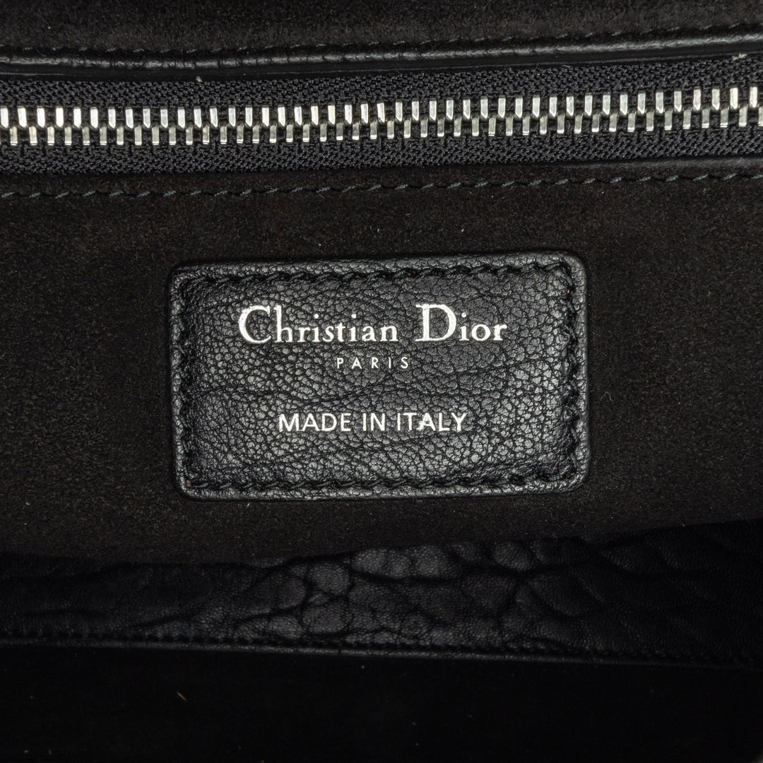 Large Canyon Grained Lambskin Lady Dior Black - Gaby Paris