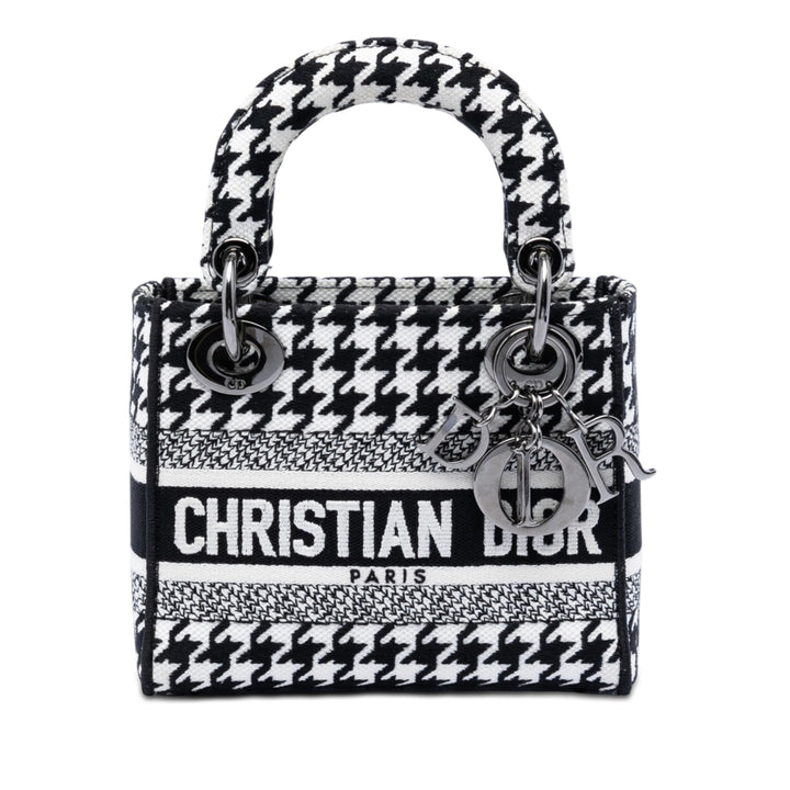 Dior Mini brodé Toile Houndstooth Lady D Lite