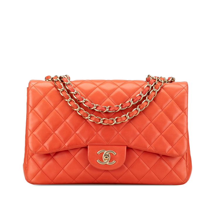 Chanel Jumbo Classic Lambskin Single Flap Orange - GABY PARIS