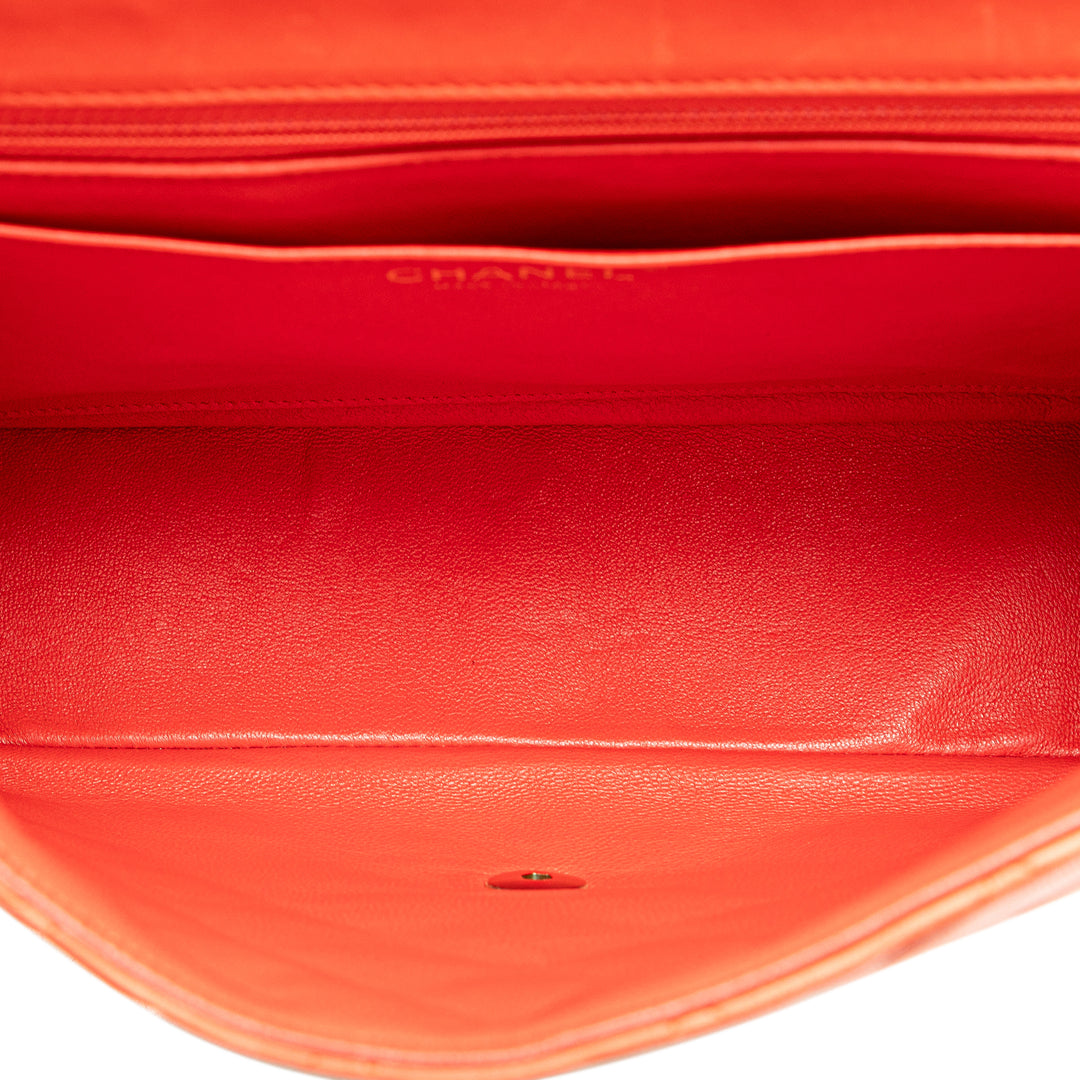 Chanel Jumbo Classic Lambskin Single Flap Orange - GABY PARIS