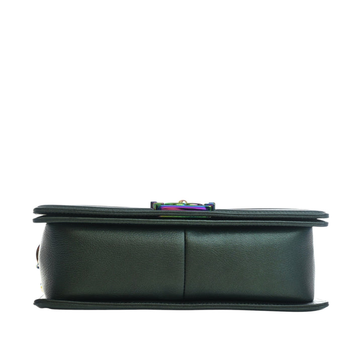 Matelassé Irisé Rainbow Hardware Boy à rabat Moyen Cuir de chèvre Vert