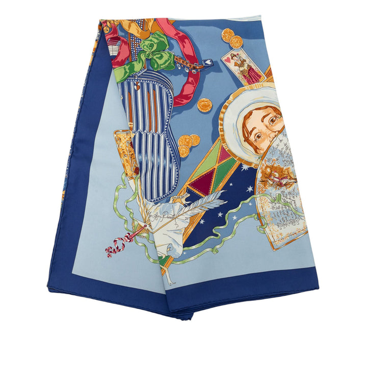Hermès Carré Au Clair De La Lune 90 Bleu – vue principale – GABY PARIS