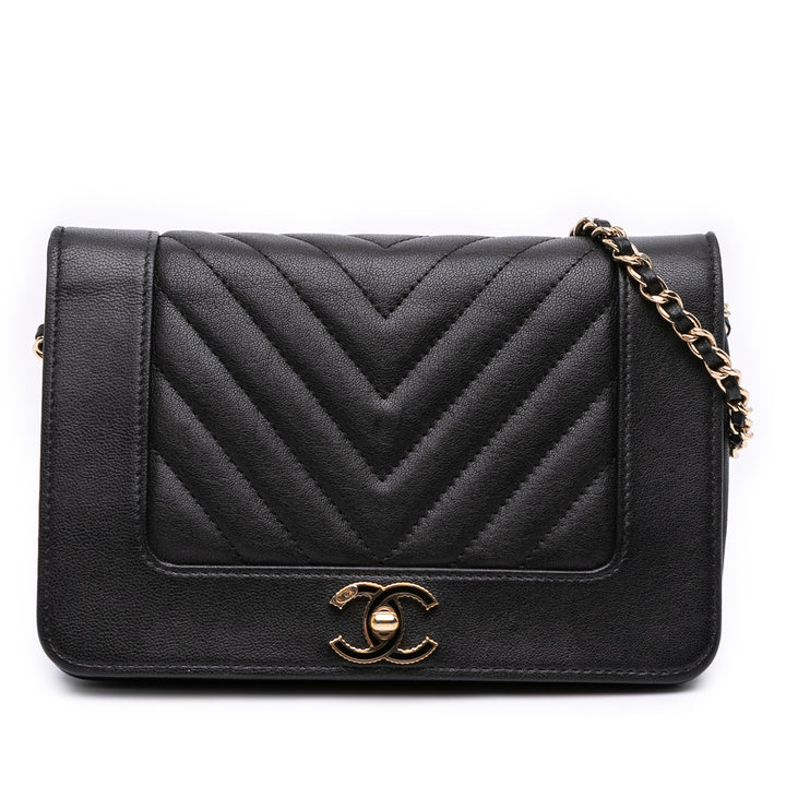Chanel Chevron Sheepskin Mademoiselle Vintage Wallet on Chain Noir – GABY PARIS Authentique