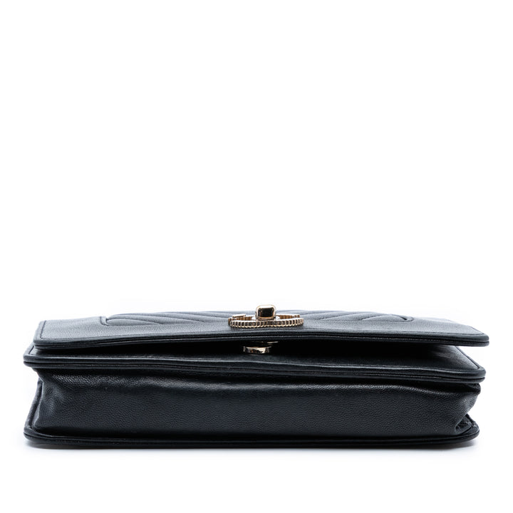 Chanel Chevron Sheepskin Mademoiselle Vintage Wallet on Chain Noir – GABY PARIS Authentique