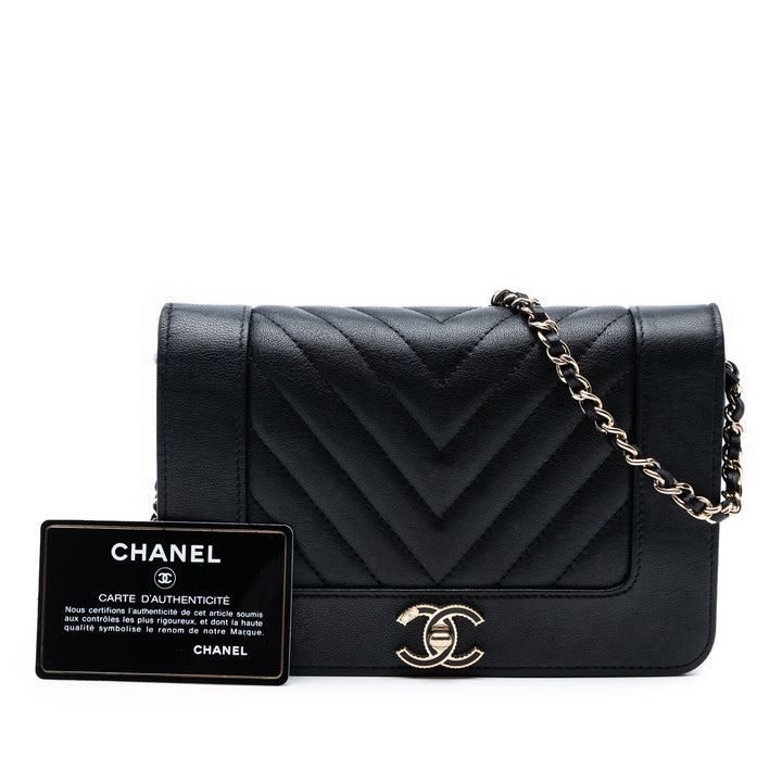 Chanel Chevron Sheepskin Mademoiselle Vintage Wallet on Chain Noir – GABY PARIS Authentique