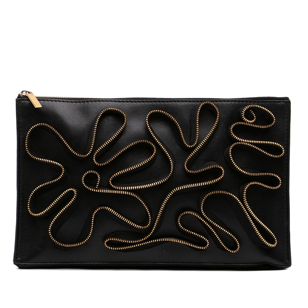 Faux Cavendish Zipper Pochette nappa Noir