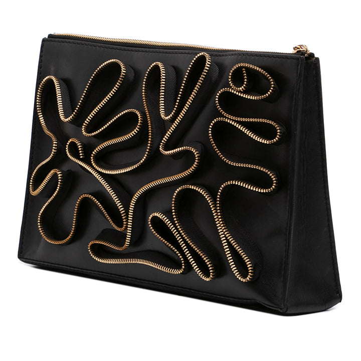 Faux Cavendish Zipper Pochette nappa Noir