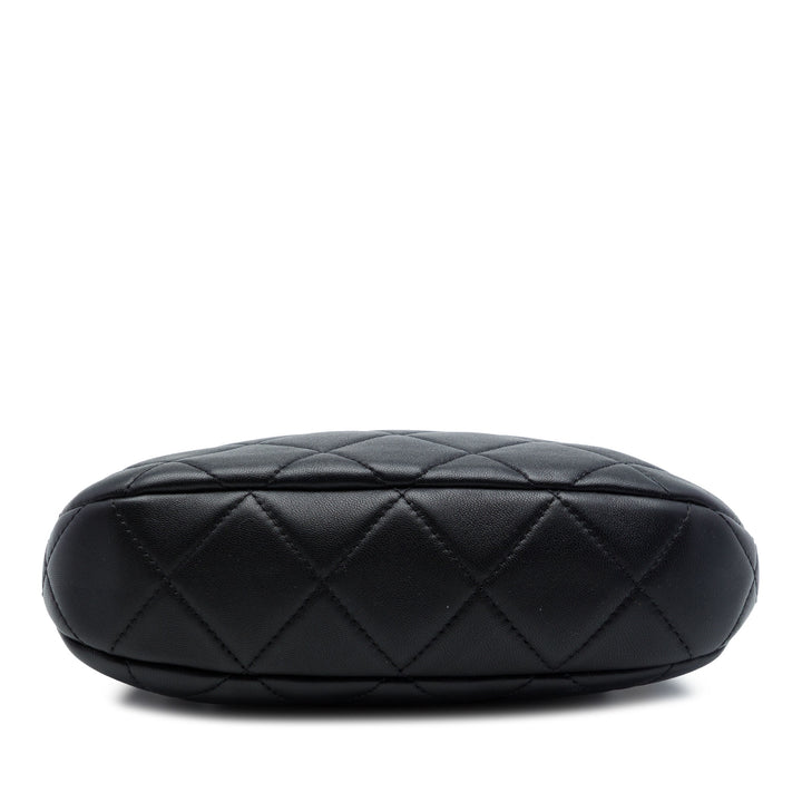 Paris Dakar Matelassé Mixed Chaîne Hobo Cuir d'agneau Noir