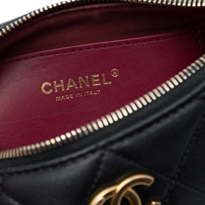 Paris Dakar Matelassé Mixed Chaîne Hobo Cuir d'agneau Noir