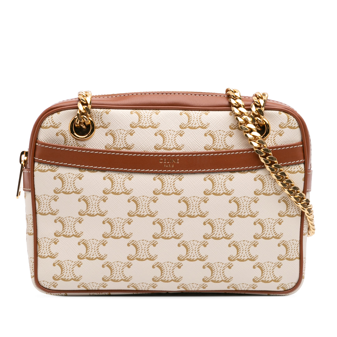 Small Triomphe Coated Canvas Patapans Shoulder Bag White - Gaby Paris