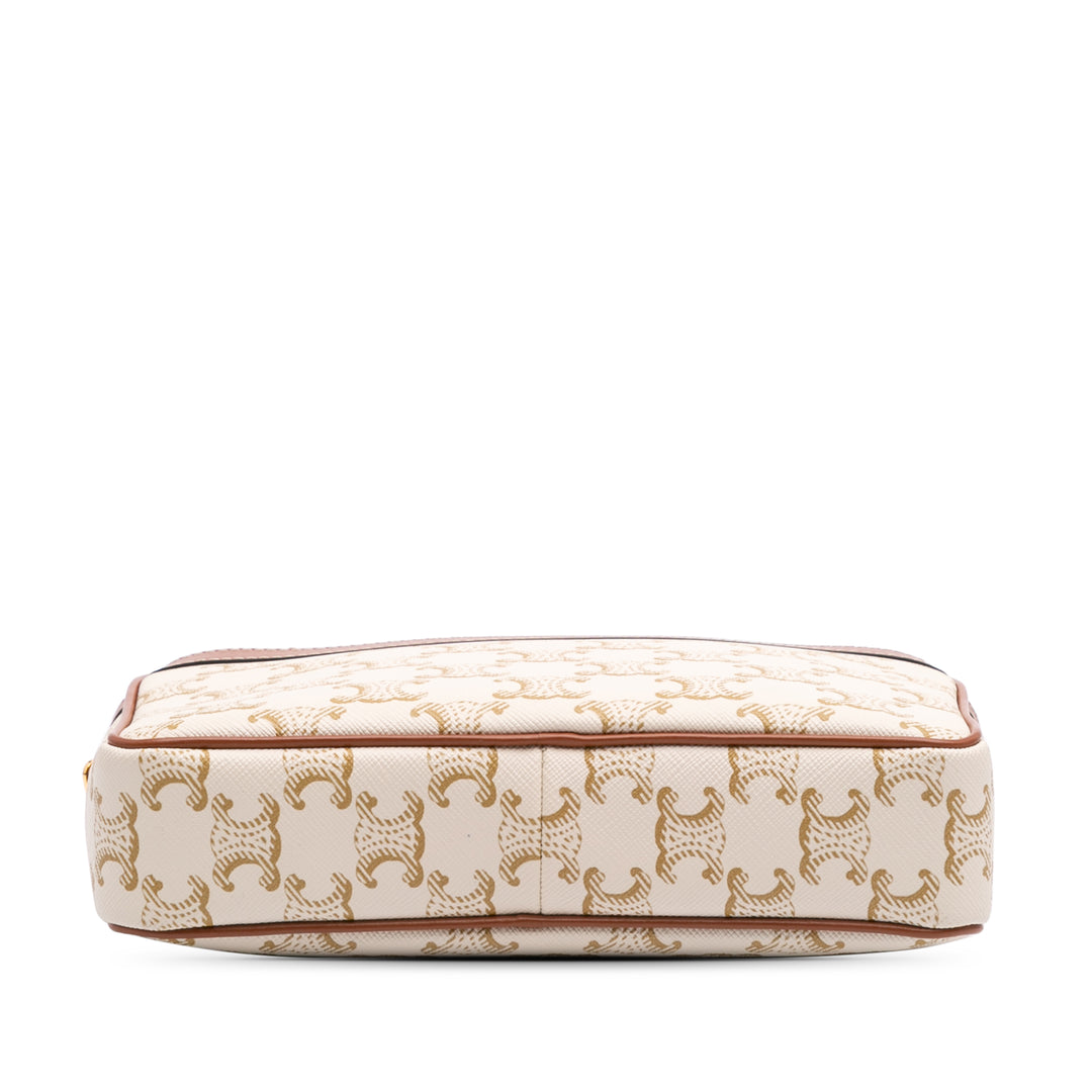 Small Triomphe Coated Canvas Patapans Shoulder Bag White - Gaby Paris