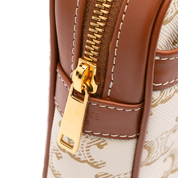 Small Triomphe Coated Canvas Patapans Shoulder Bag White - Gaby Paris