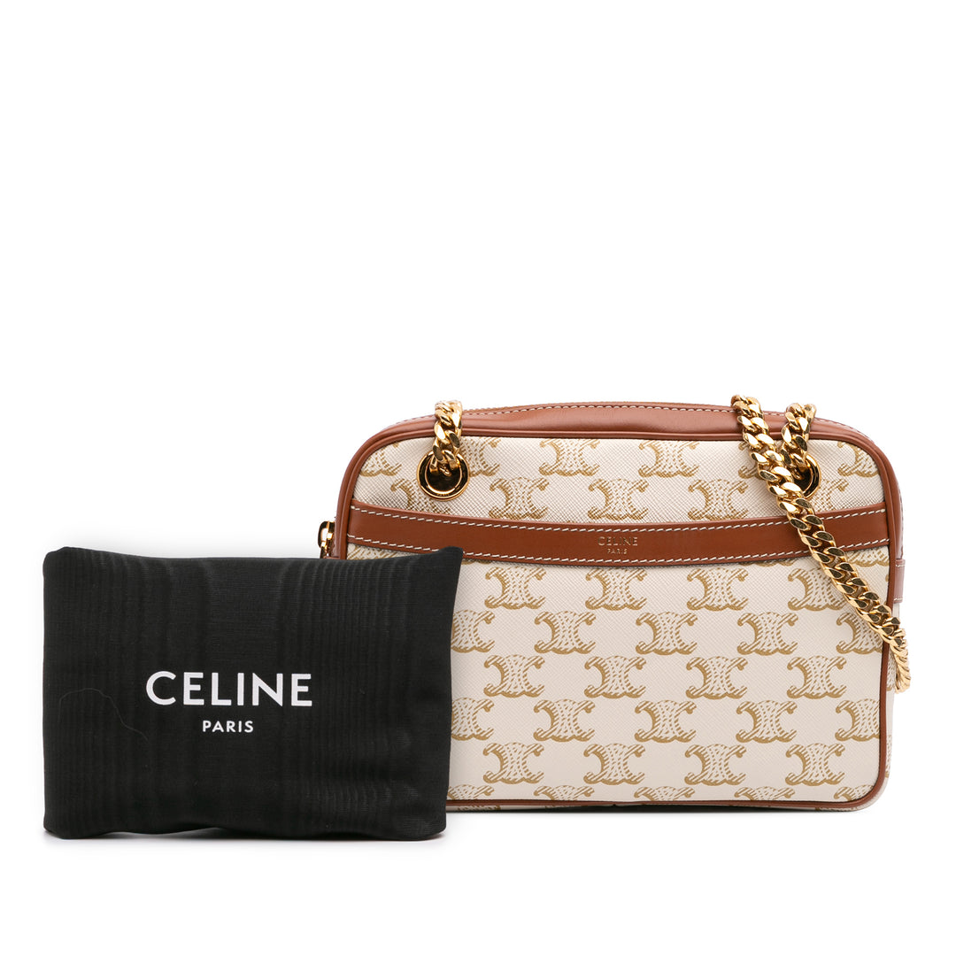 Small Triomphe Coated Canvas Patapans Shoulder Bag White - Gaby Paris