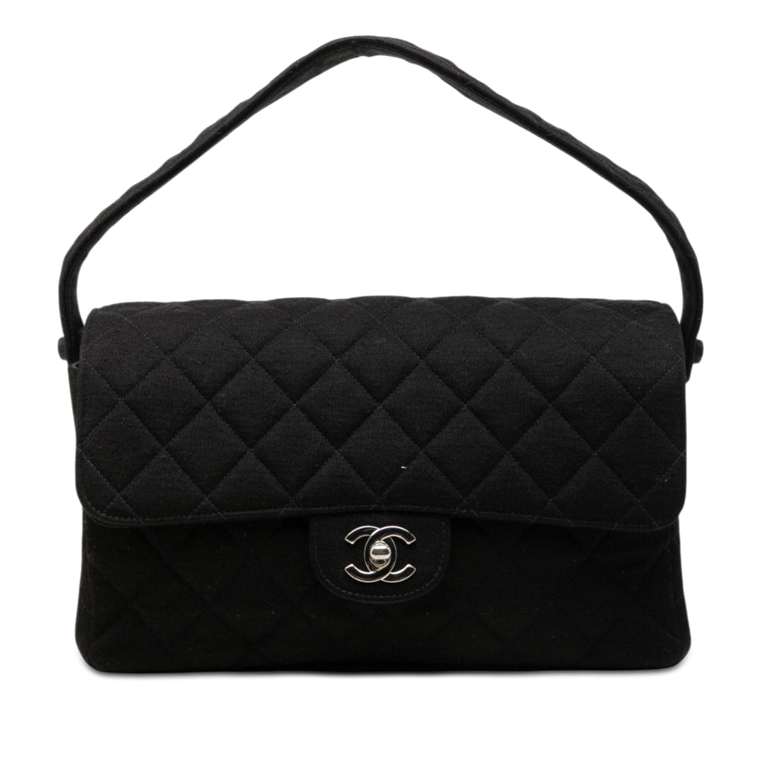 Chanel Sac à main CC Matelassé Jersey Double Sided à rabat Noir – vue principale – GABY PARIS