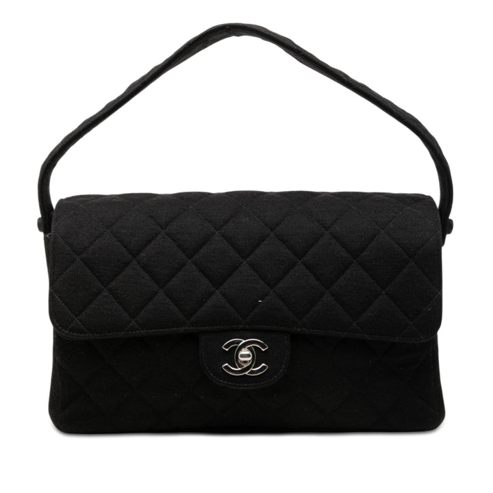 Chanel Sac à main CC Matelassé Jersey Double Sided à rabat Noir – vue principale – GABY PARIS