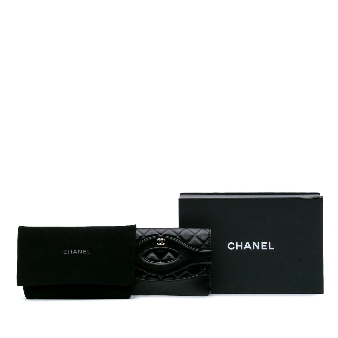 Shiny Crumpled Calfskin 31 Clutch Black - Gaby Paris