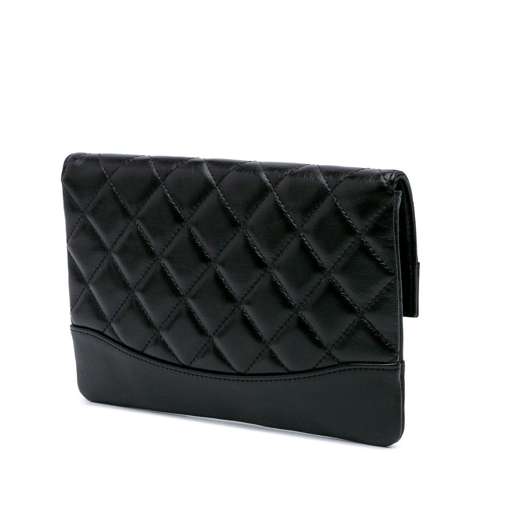 Shiny Crumpled Calfskin 31 Clutch Black - Gaby Paris