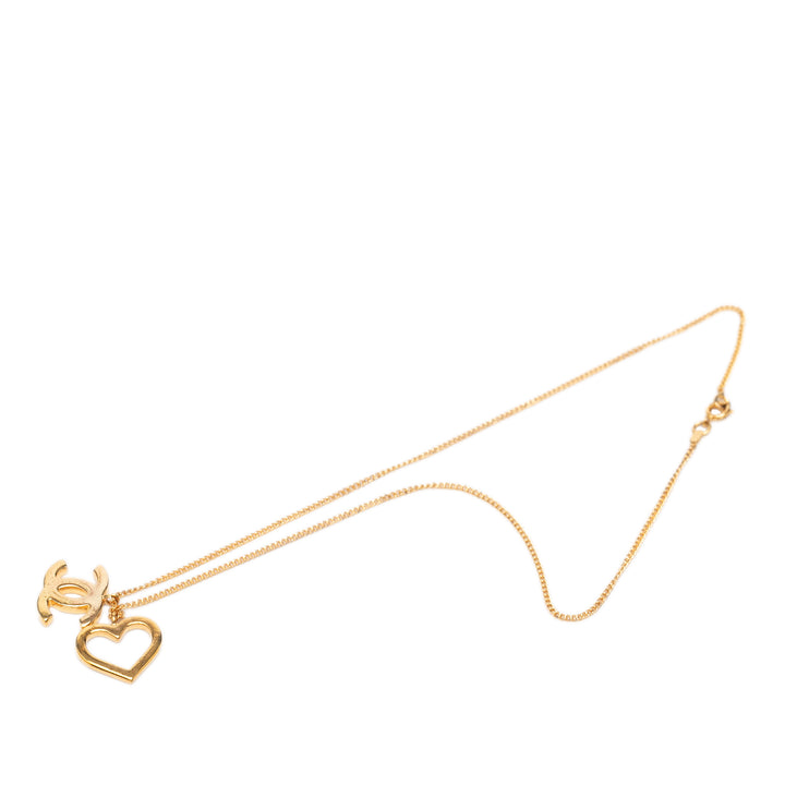 CC plaqué et Heart Pendant Collier Doré