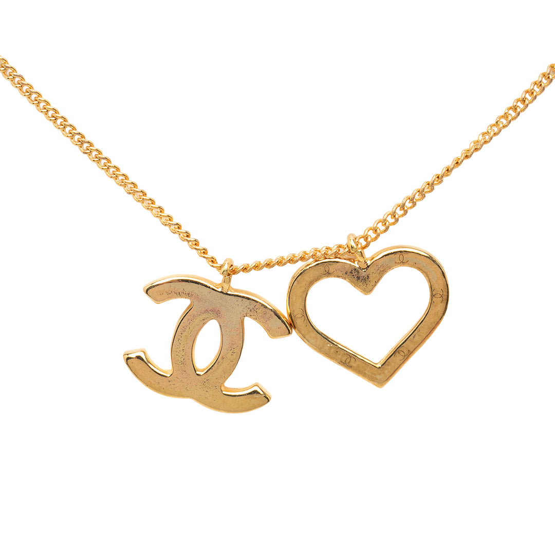CC plaqué et Heart Pendant Collier Doré