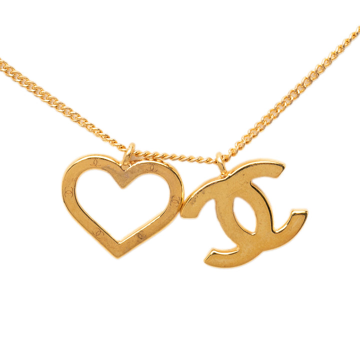 CC plaqué et Heart Pendant Collier Doré