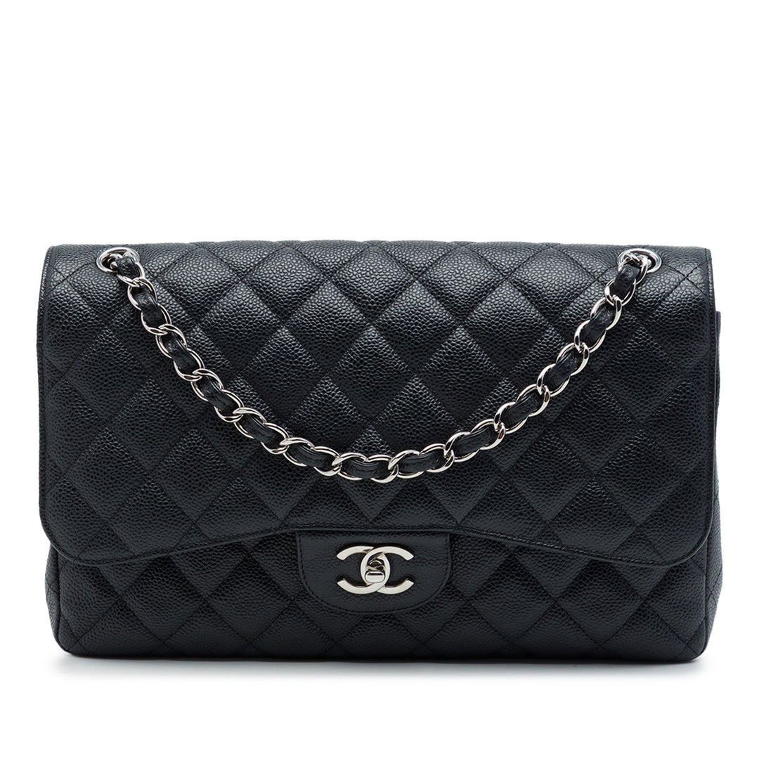 Chanel Sac porté épaule Classic Double rabat Jumbo Cuir caviar Noir – vue principale – GABY PARIS