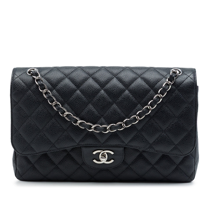 Chanel Sac porté épaule Classic Double rabat Jumbo Cuir caviar Noir – vue principale – GABY PARIS