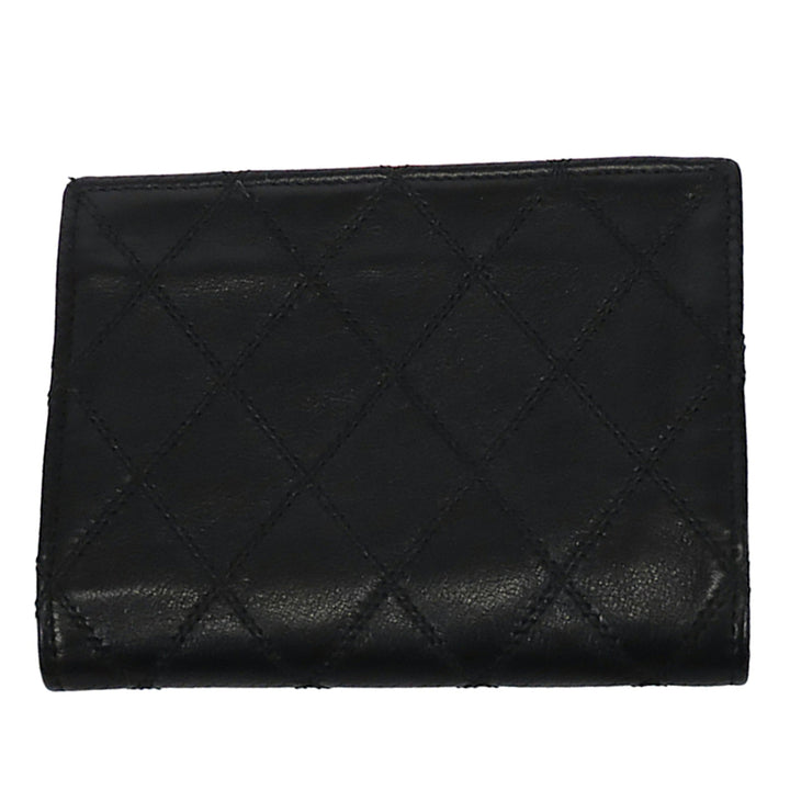 Chanel CC Matelassé Cuir d’agneau Bifold Compact Portefeuille
