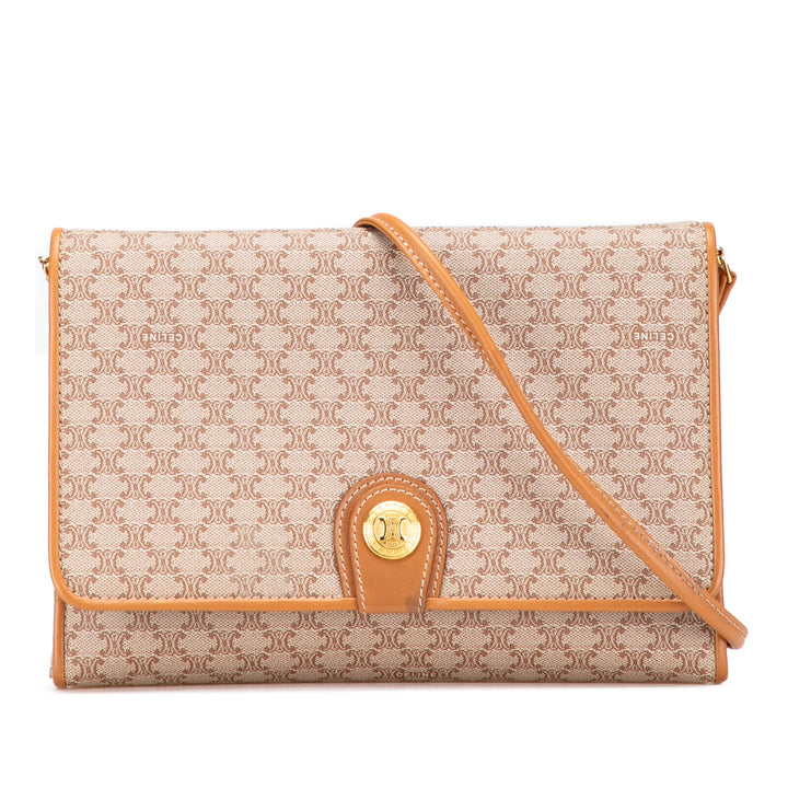 Celine Macadam Coated Toile Sac porté croisé Marron