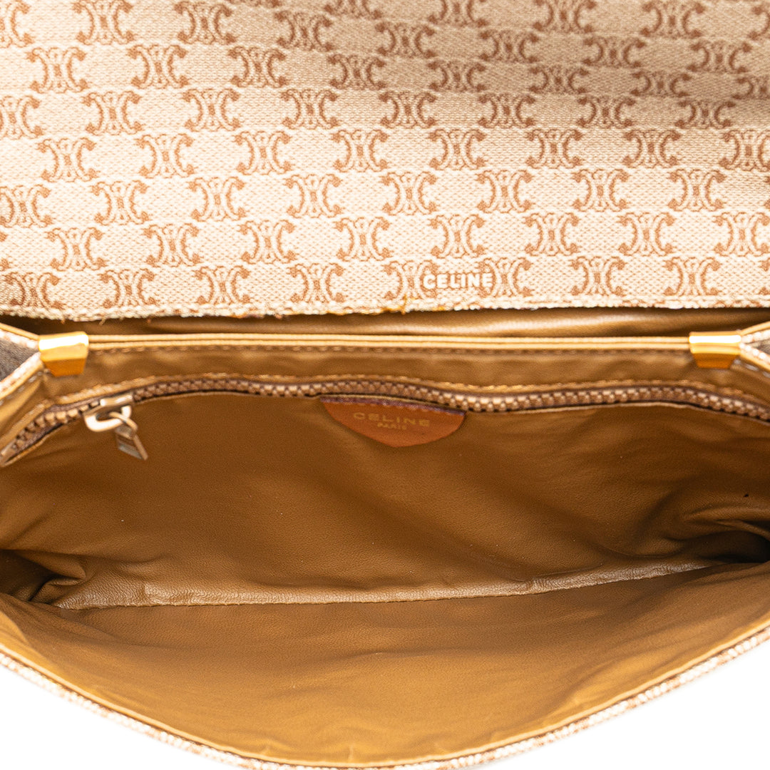 Celine Macadam Coated Toile Sac porté croisé Marron