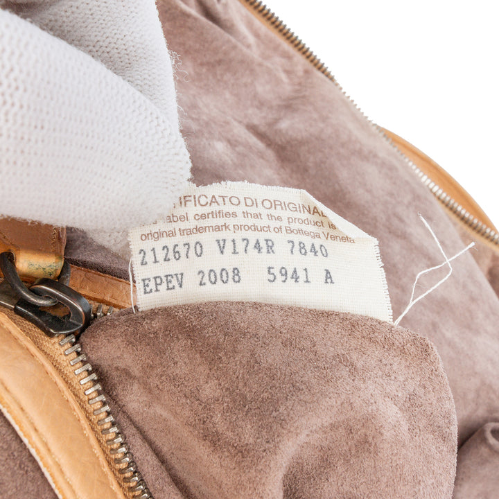 Intrecciato Trimmed Leather Handbag Brown - Gaby Paris