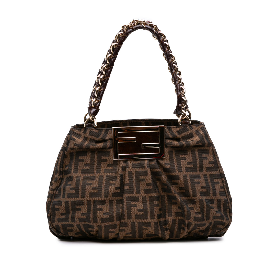 Fendi Zucca Mia Cabas chaîne Petit Marron
