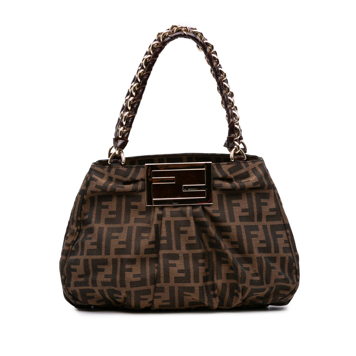 Fendi Zucca Mia Cabas chaîne Petit Marron