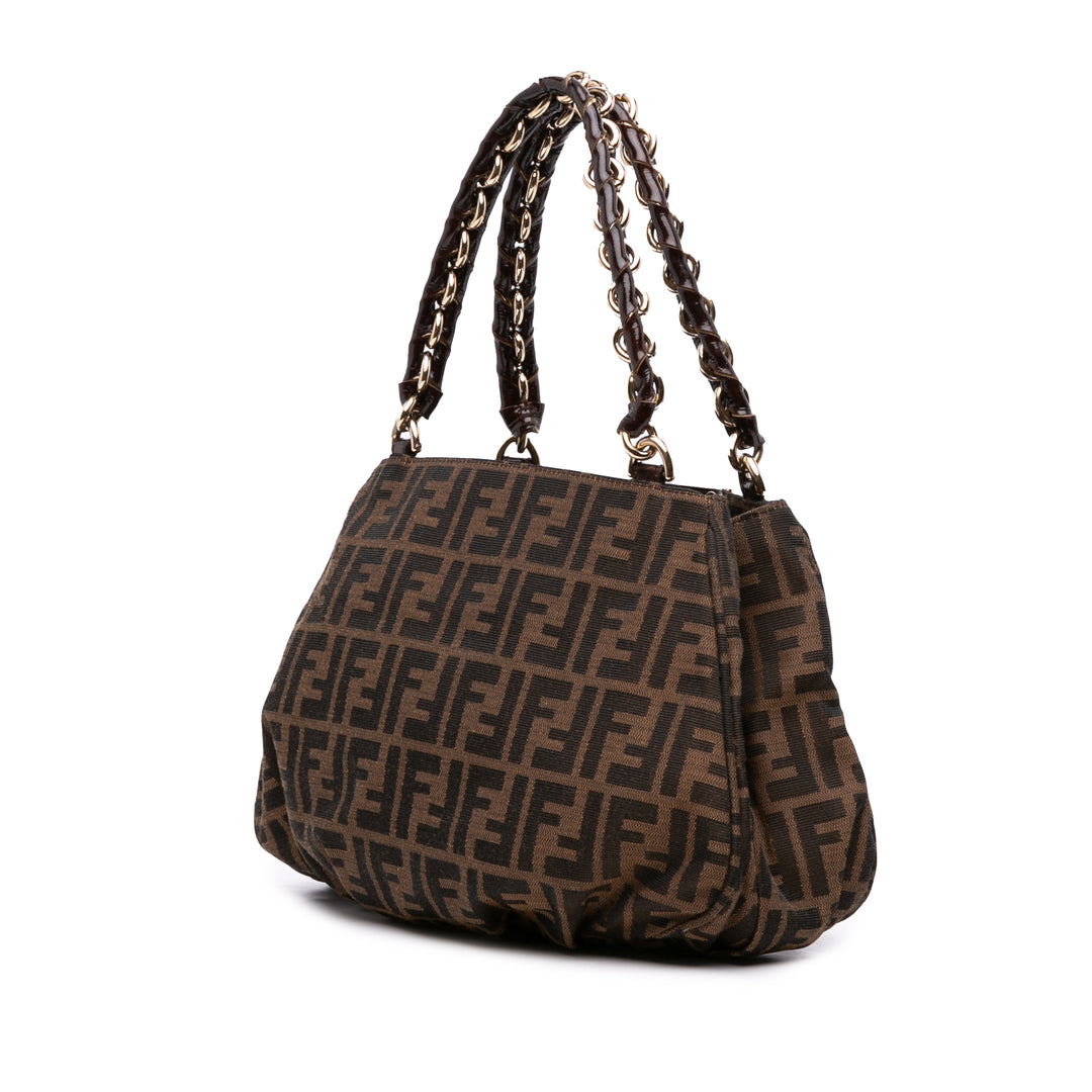Fendi Zucca Mia Cabas chaîne Petit Marron