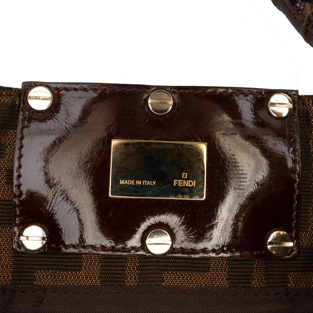 Fendi Zucca Mia Cabas chaîne Petit Marron