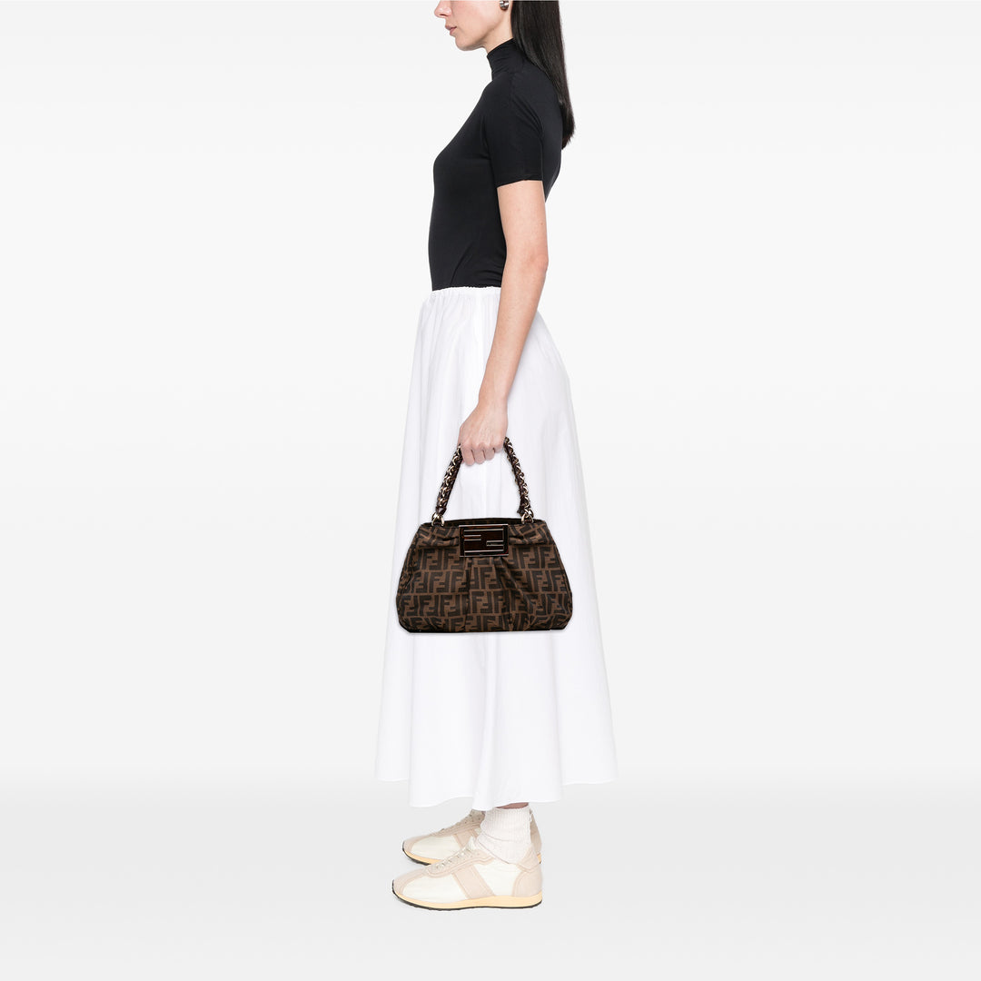Fendi Zucca Mia Cabas chaîne Petit Marron
