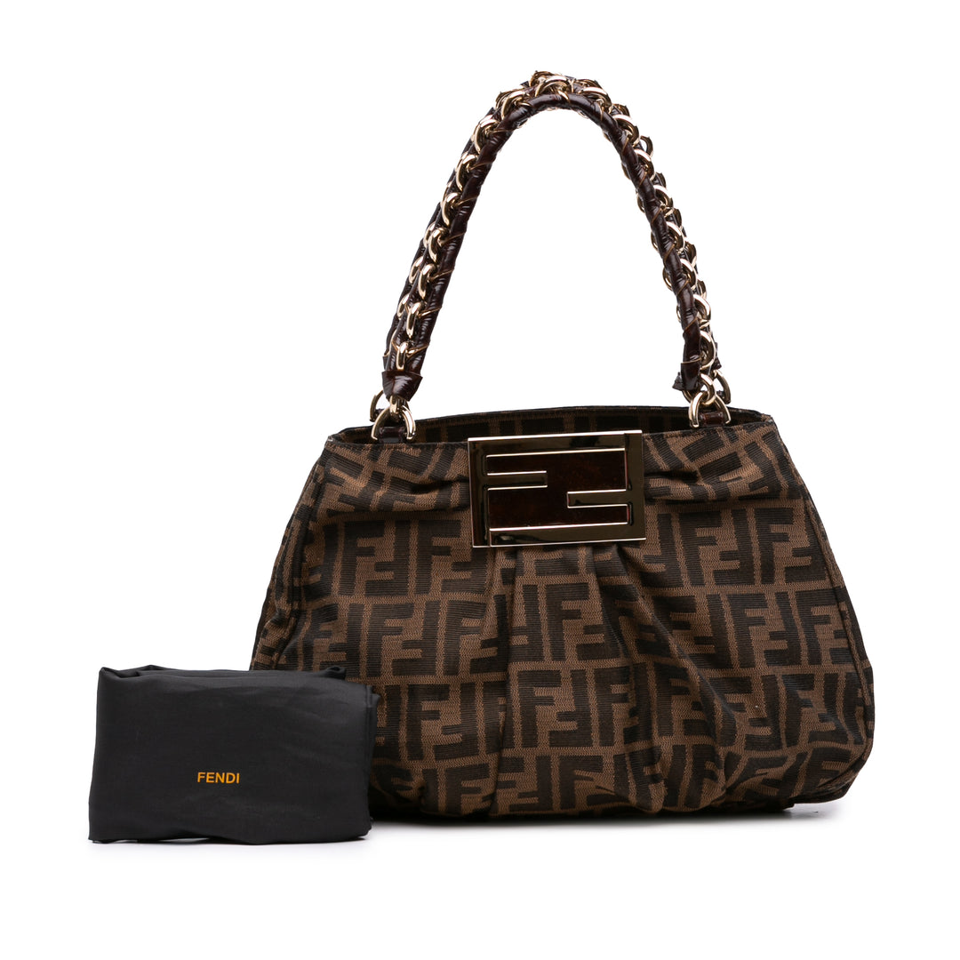 Fendi Zucca Mia Cabas chaîne Petit Marron