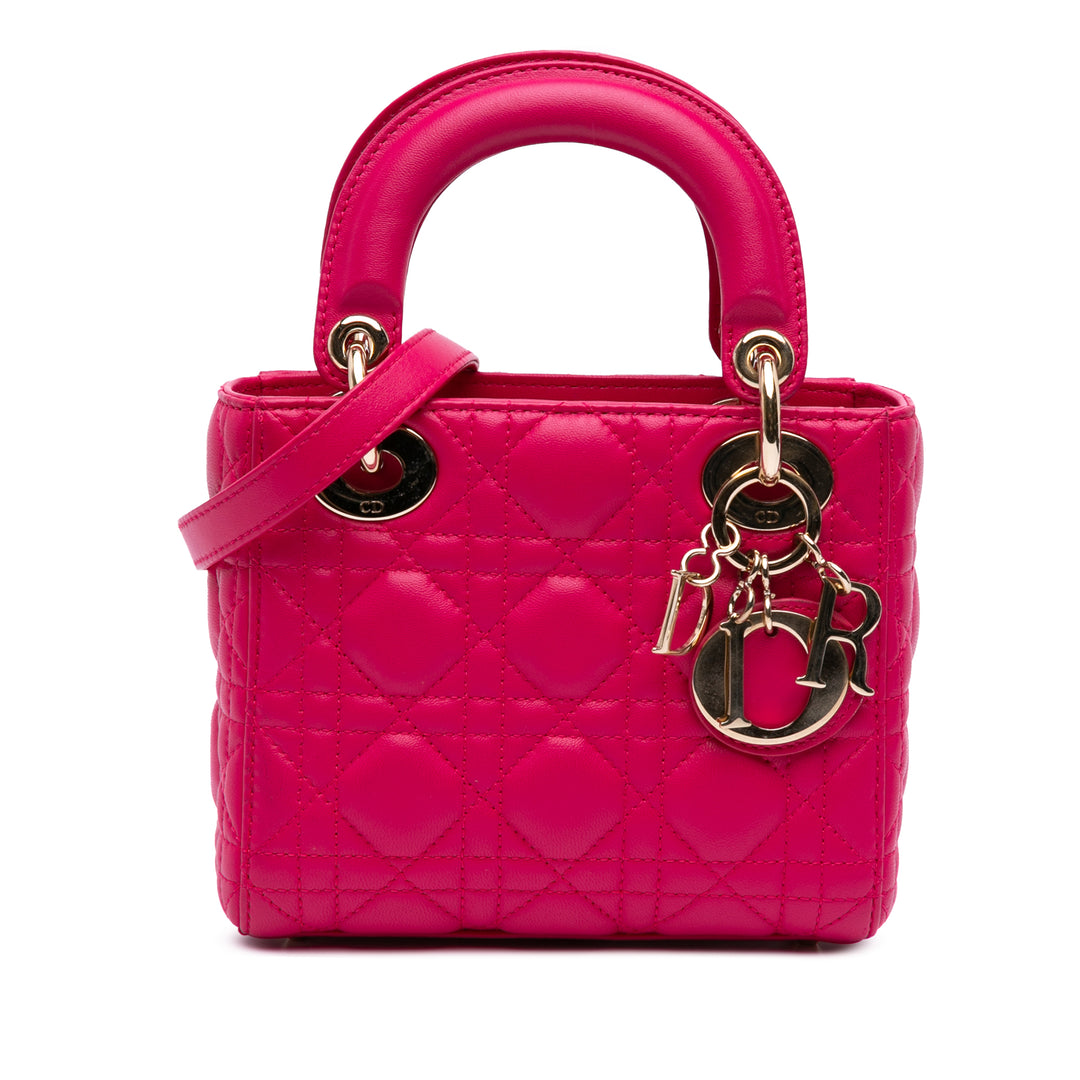 Mini Lambskin Cannage Lady Dior Pink - Gaby Paris