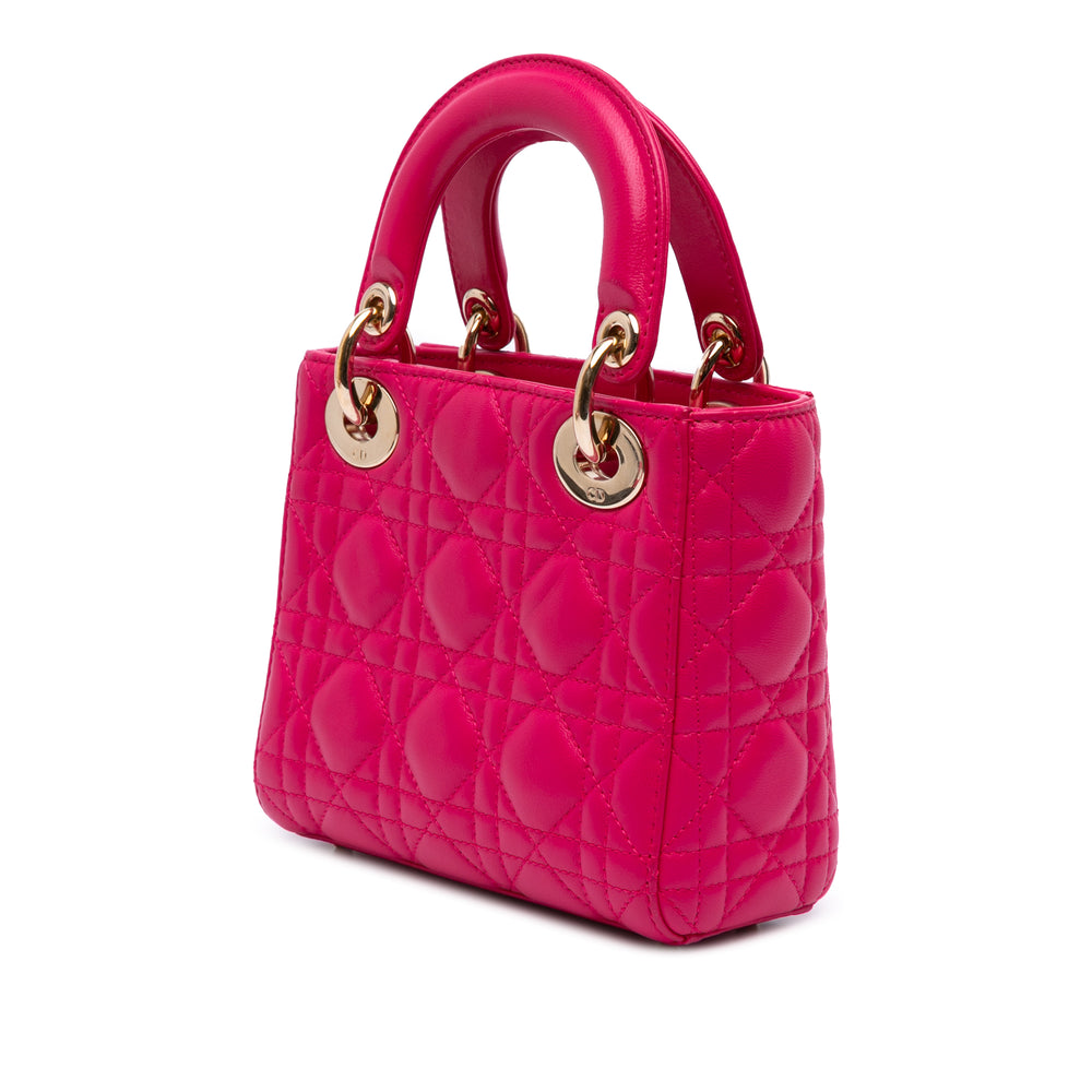 Mini Lambskin Cannage Lady Dior Pink - Gaby Paris
