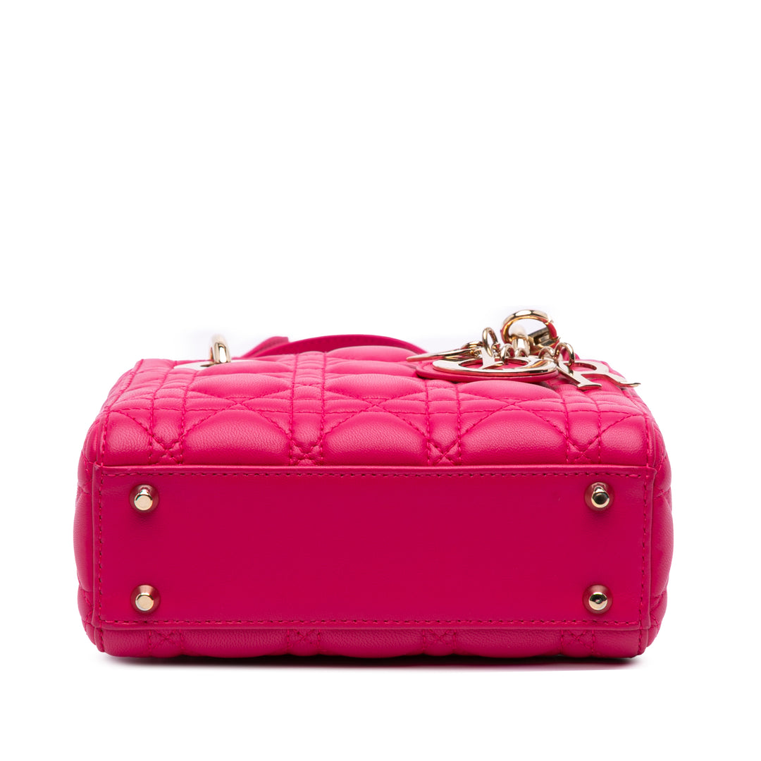 Mini Lambskin Cannage Lady Dior Pink - Gaby Paris