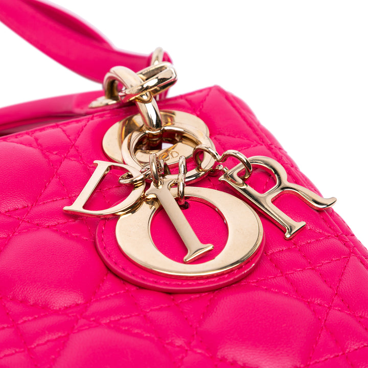 Mini Lambskin Cannage Lady Dior Pink - Gaby Paris