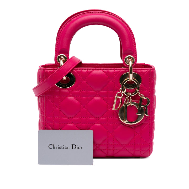 Mini Lambskin Cannage Lady Dior Pink - Gaby Paris